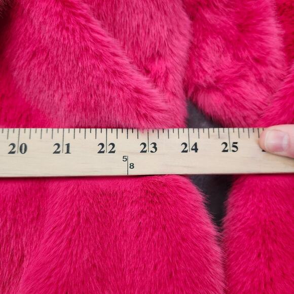 FINESSE Womens Dorinne Hot Pink Vegan Fur Knee Length Coat Large - Picture 2 of 9